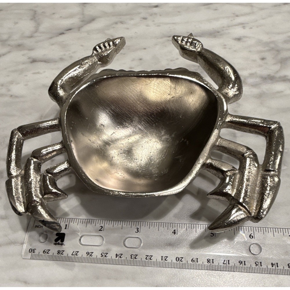 Sigrid Olsen Home Silver Metal Crab Decorative Bowl, Impressed Mark